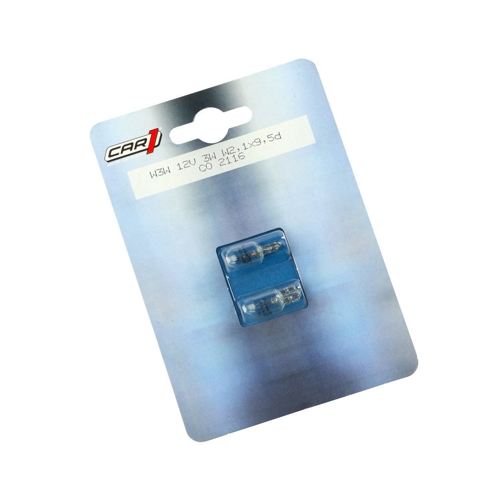 Bild von GLASSOCKELLAMPE W3W 12V/3W - Sockel W2,1x9,5d 2er Blister (VPE=1 Stück)